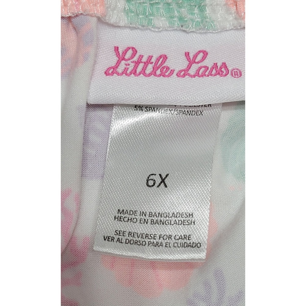 Seashell Starfish Print Romper Pastel Pink Green Purple Girls 6X Little Lass - Picture 4 of 9